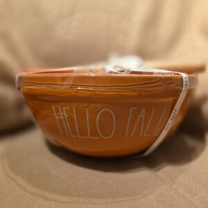 Rae Dunn Orange 'Hello Fall' Mixing Bowl